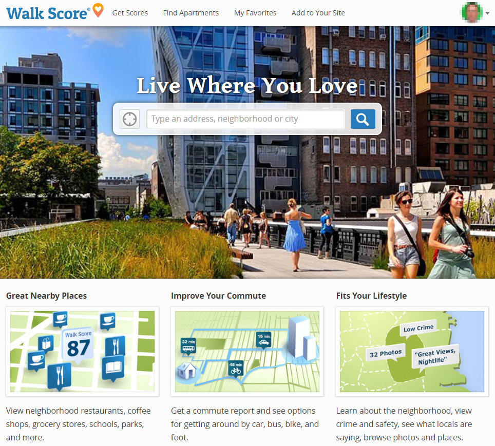 walkscore – walkable areas of interest
